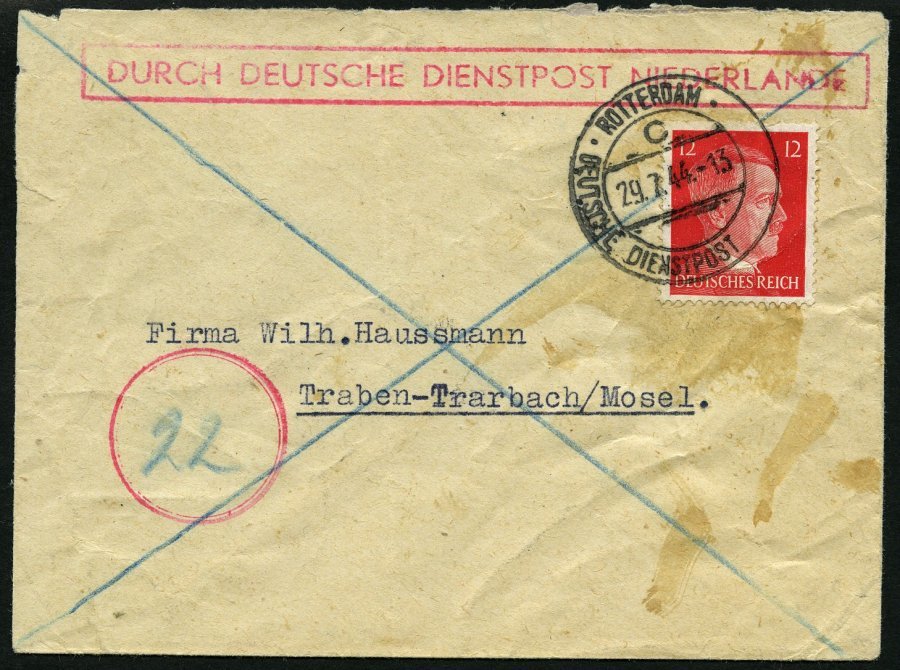 FELDPOST II. WK BELEGE 1942/44, 4 Verschiedene Belege Deutsche Dienstpost Niederlande, Dabei 2 Einschreibbriefe, Feinst/ - Occupazione 1938 – 45