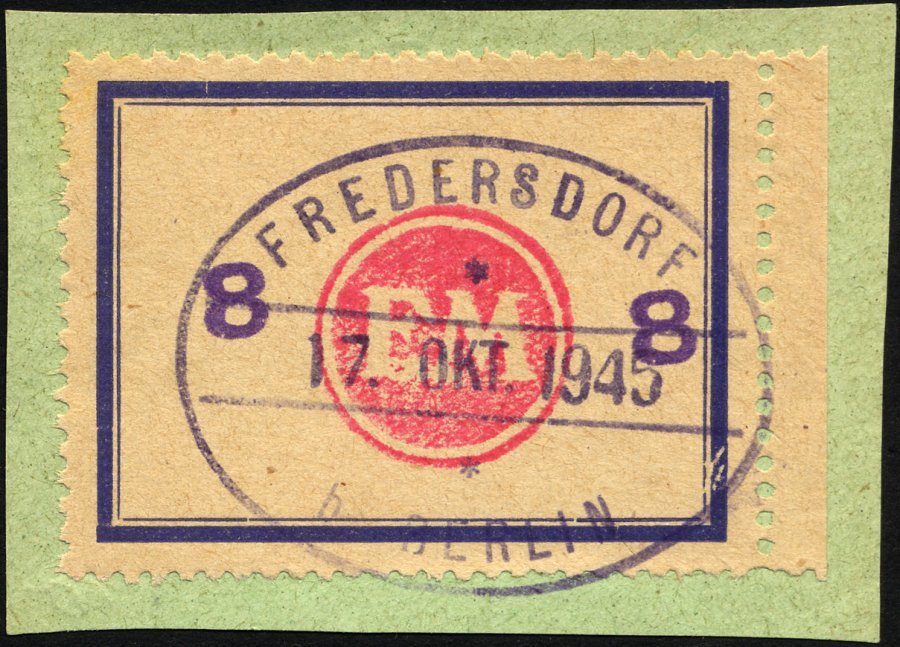 FREDERSDORF Sp 172F BrfStk, 1945, 8 Pf., Rahmengröße 43x31.5 Mm, Große Wertziffern, Mit Abart Wertziffern Seitlich, Prac - Private & Local Mails