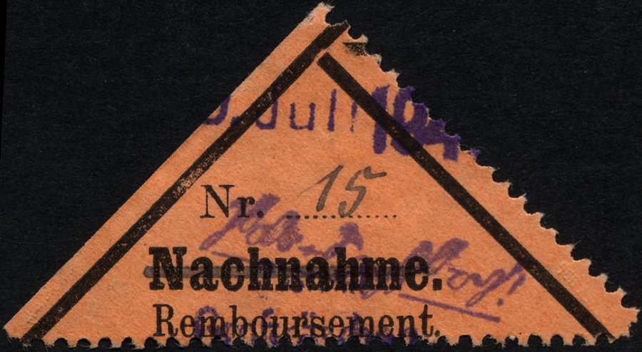 GROSSRÄSCHEN-VORLÄUFER V 2AI O, 1945, 15 Pf. Schwarz Auf Bräunlichrot, Nachnahme In Antiqua, Pracht, Gepr. Zierer, Mi. 3 - Correos Privados & Locales