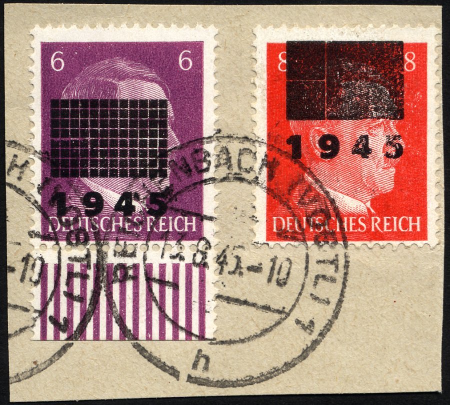 NETZSCHKAU-REICHENBACH 6IIa BrfStk, 1945, 8 Pf. Zinnober, Type IIa, Mit 6 Pf. Auf Briefstück, Pracht, Mi. (160.-) - Correos Privados & Locales