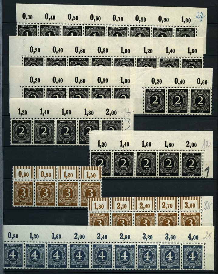 ALLIIERTE BES. 911-36 **, 1946, 1 - 84 Pf. Ziffer, Partie Oberrandstreifen, Pracht, Mi. 600.- - Otros & Sin Clasificación