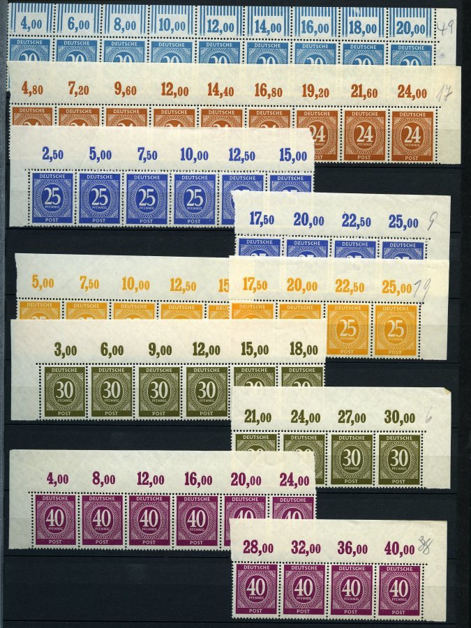 ALLIIERTE BES. 911-36 **, 1946, 1 - 84 Pf. Ziffer, Partie Oberrandstreifen, Pracht, Mi. 600.- - Otros & Sin Clasificación