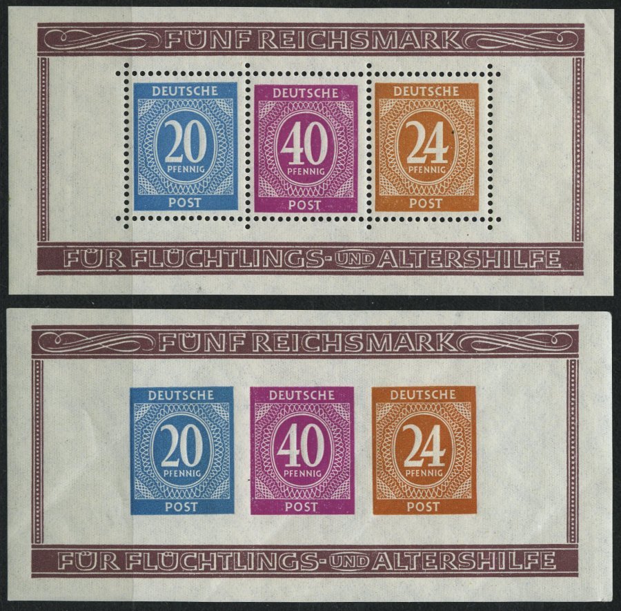 ALLIIERTE BES. Bl. 12A/B **, 1946, Blockpaar Briefmarken-Ausstellung, übliche Gümmibüge, Pracht, Mi. 120.- - Other & Unclassified