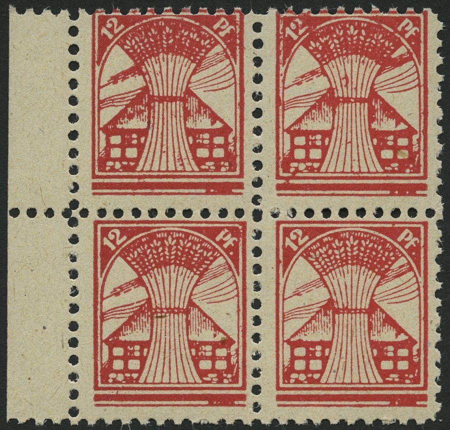 MECKLENBURG-VORPOMMERN 18d VB **, 1945, 12 Pf. Bräunlichrot Im Randviererblock, Pracht, Gepr. Kramp, Mi. 480.- - Altri & Non Classificati