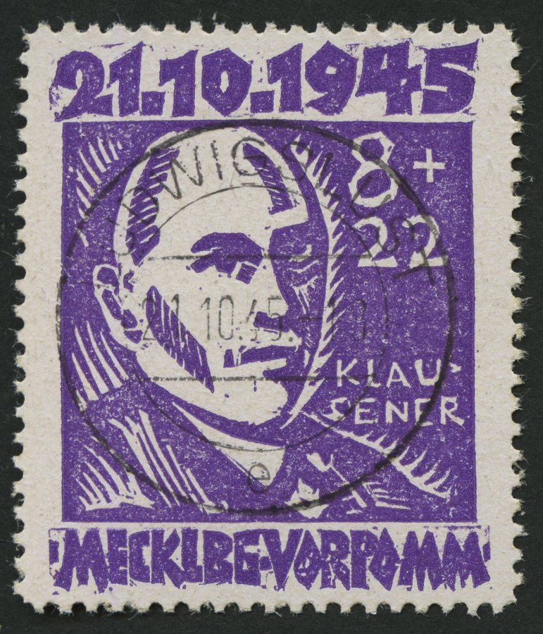 MECKLENBURG-VORPOMMERN 21 O, 1945, 8 Pf. Faschismus, Pracht, Gepr. Kramp, Mi. 80.- - Other & Unclassified