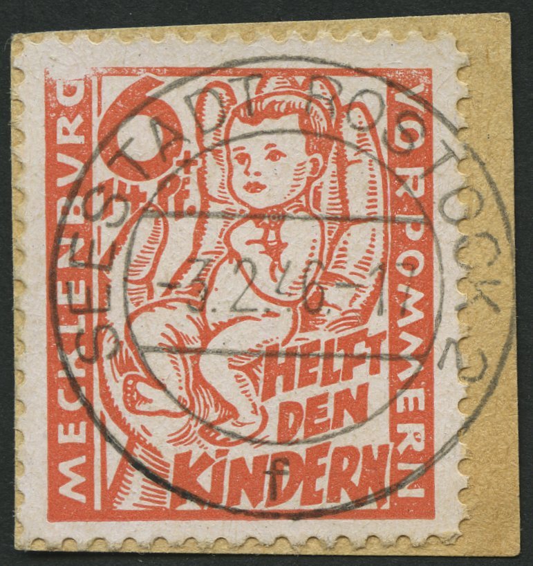 MECKLENBURG-VORPOMMERN 26a BrfStk, 1945, 6 Pf. Rötlichorange Kinderhilfe, Prachtbriefstück, Gepr. Kramp, Mi. 60.- - Otros & Sin Clasificación