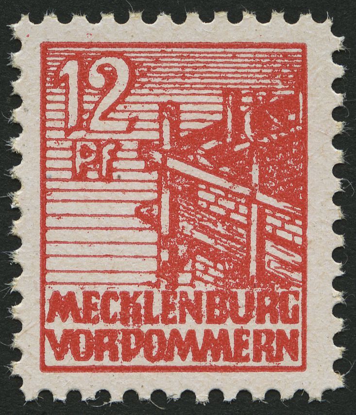 MECKLENBURG-VORPOMMERN 36xcc **, 1946, 12 Pf. Schwärzlichgraurot, Kreidepapier, Pracht, Gepr. Kramp, Mi. 320.- - Otros & Sin Clasificación