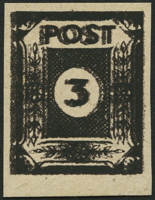 OST-SACHSEN 51cuyDD **, 1945, 3 Pf. Doppeldruck (schwarz Auf Schwarzbraun), Steigende Papierstreifung, Spargummierung, P - Other & Unclassified