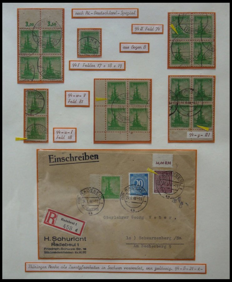 THÜRINGEN 94 **,o,Brief,* , Ausstellungssammlung 5 Pf. Tannen Im Thüringer Wald, Spezialisiert Nach Papieren, Farben Und - Otros & Sin Clasificación