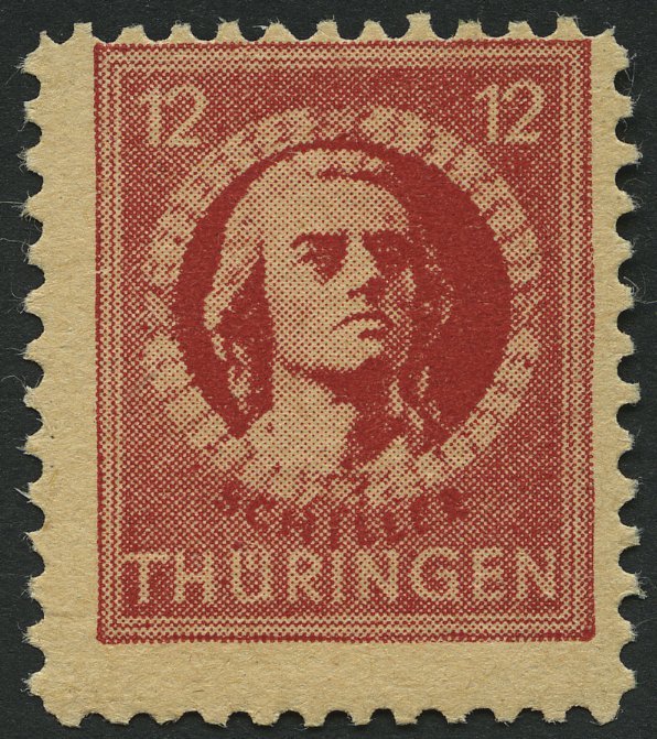 THÜRINGEN 97AXav **, 1945, 12 Pf. Karminrot, Vollgummierung, Gefasertes Papier, Pracht, R!, Gepr. Herpichböhm, Mi. 550.- - Otros & Sin Clasificación