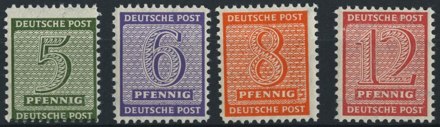 WEST-SACHSEN 116-19BX **, 1945, Roßwein, Gezähnt L 111/4:111/2, Wz. 1X, Prachtsatz, Gepr. Ströh/Dr. Jasch, Mi. 170.- - Other & Unclassified