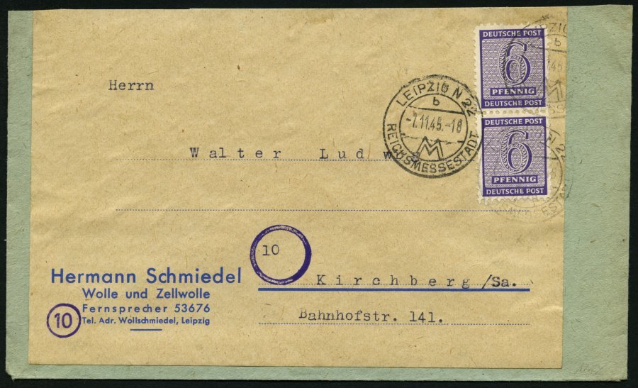 WEST-SACHSEN 121X Paar BRIEF, 1945, 6 Pf. Versuchszähnung Im Senkrechten Paar Als Mehrfachfrankatur, Rechts Kleiner Zahn - Otros & Sin Clasificación