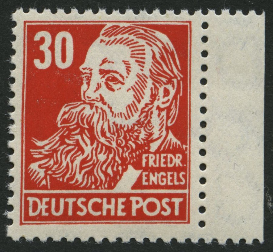 DDR 335z **, 1952, 30 Pf. Rot Engels, Gewöhnliches Papier, Pracht, Gepr. Schönherr, Mi. 110.- - Used Stamps