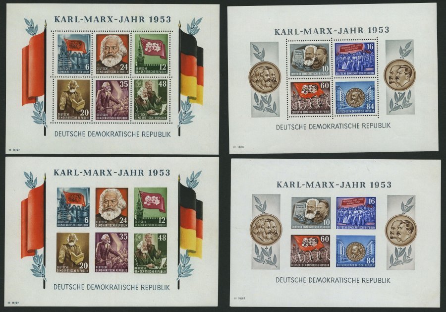 DDR Bl. 8/9ABYII **, 1953, Marx-Blocks, Alle Mit Wz. 2YII, Pracht, Mi. 600.- - Usados