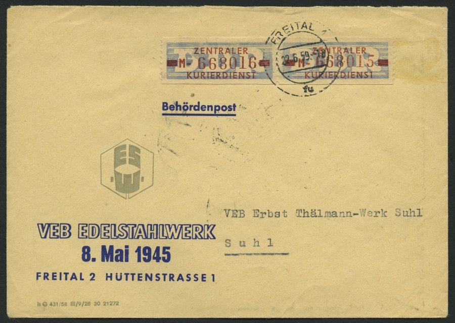 DIENSTMARKEN B D 20IMI BRIEF, 1958, 10 Pf. Violettultramarin/braunrot, Buchstabe MI, Mit Abart T Von Kurierdienst Oben V - Otros & Sin Clasificación