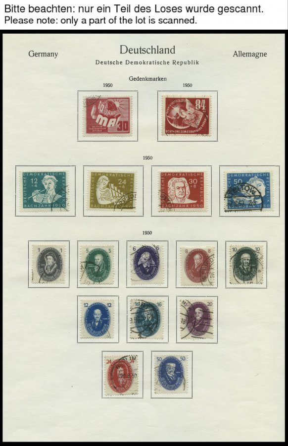 SAMMLUNGEN O, Gestempelter Sammlungsteil DDR Von 1949-55, Bis Auf Block 7,8/9 Und 13 Sowie Mi.Nr. 327-41 Komplett, Feins - Colecciones