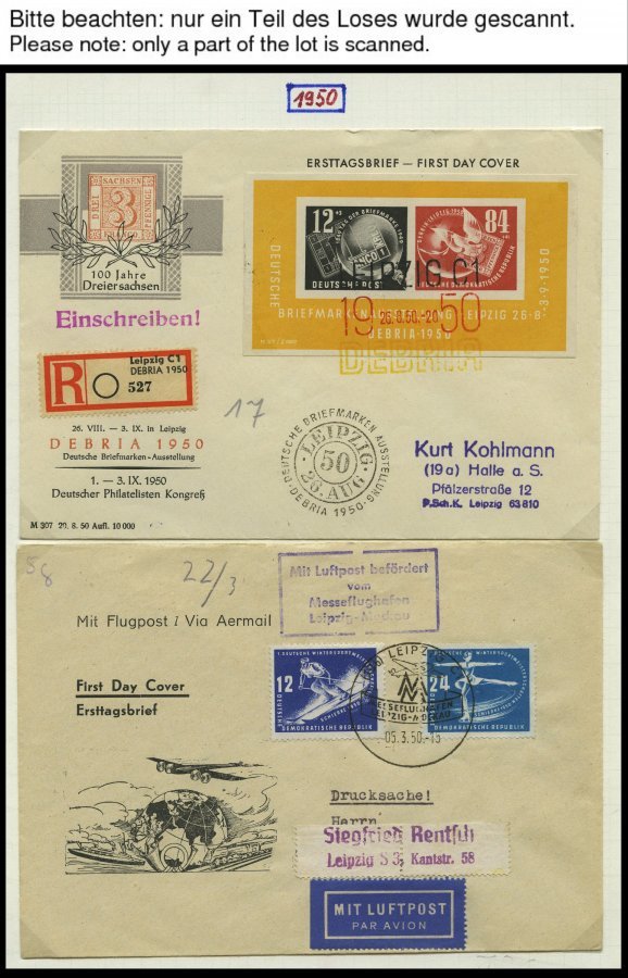 SAMMLUNGEN 1949-1990, reichhaltige Briefsammlung in 11 dicken Bänden, meist FDC und portogerechte Einschreibbriefe, auch