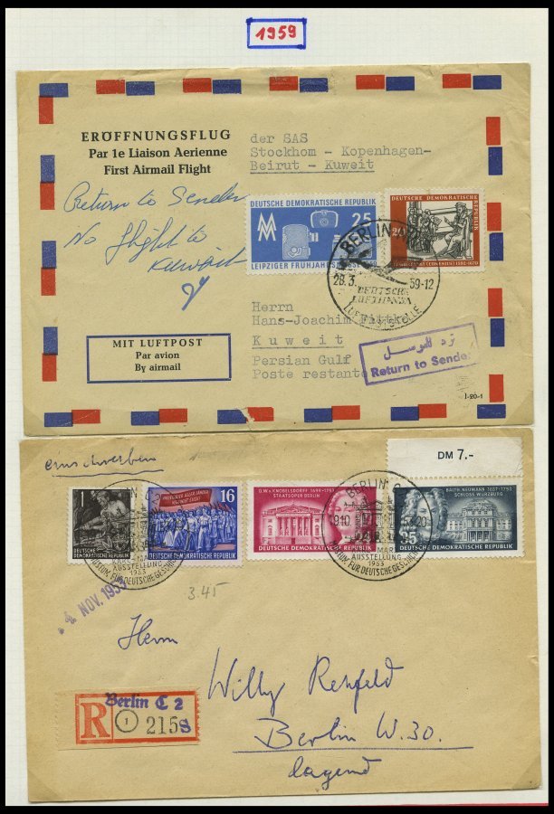 SAMMLUNGEN 1949-1990, reichhaltige Briefsammlung in 11 dicken Bänden, meist FDC und portogerechte Einschreibbriefe, auch