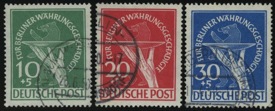 BERLIN 68-70 O, 1949, Währungsgeschädigte, Prachtsatz In Normaler Zähnung, Gepr. Schlegel, Mi. 600.- - Other & Unclassified