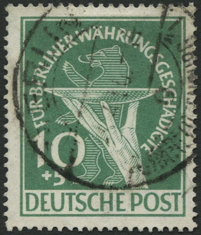 BERLIN 68 O, 1949, 10 Pf. Währungsgeschädigte, üblich Gezähnt Pracht, Gepr. A. Schlegel, Mi. 190.- - Otros & Sin Clasificación