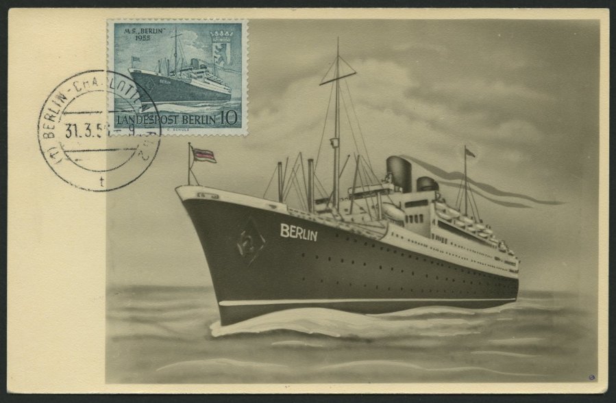 BERLIN 126 BRIEF, 1955, 10 Pf. Motorschiff Berlin Auf Maximumkarte, Pracht - Otros & Sin Clasificación