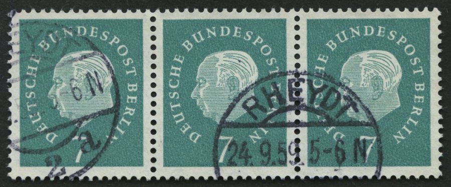 BERLIN 182 Paar O, 1959, 7 Pf. Heuss Im Waagerechten Paar Mit Zentrischem Stempel RHEYDT, Pracht, Mi. 60.- - Otros & Sin Clasificación