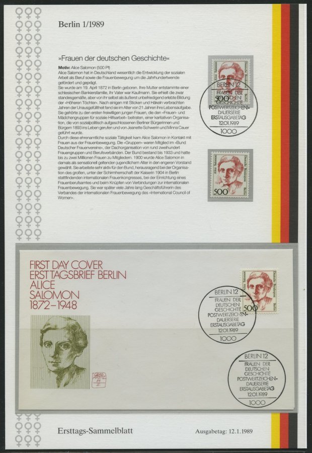 BERLIN 830**,o, BRIEF, 1989, 500 Pf. Salomon Auf Ersttags-Sammelblatt, Pracht - Otros & Sin Clasificación