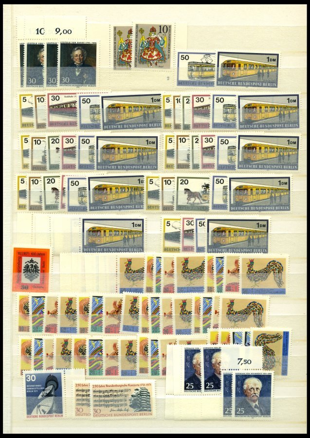 LOTS **, sauber gesteckte Dublettenpartie Berlin von 1969-81 auf Einsteckseiten, Prachterhaltung