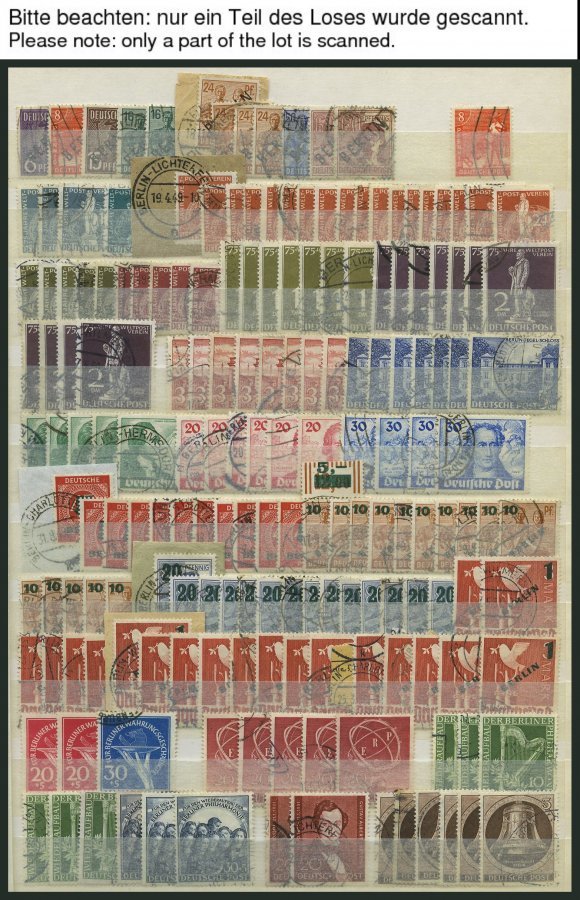 LOTS O, 1948-56, Gestempelte Dublettenpartie Berlin Mit Besseren Und Mittleren Ausgaben, Sauber Auf Einsteckseiten, Meis - Usados