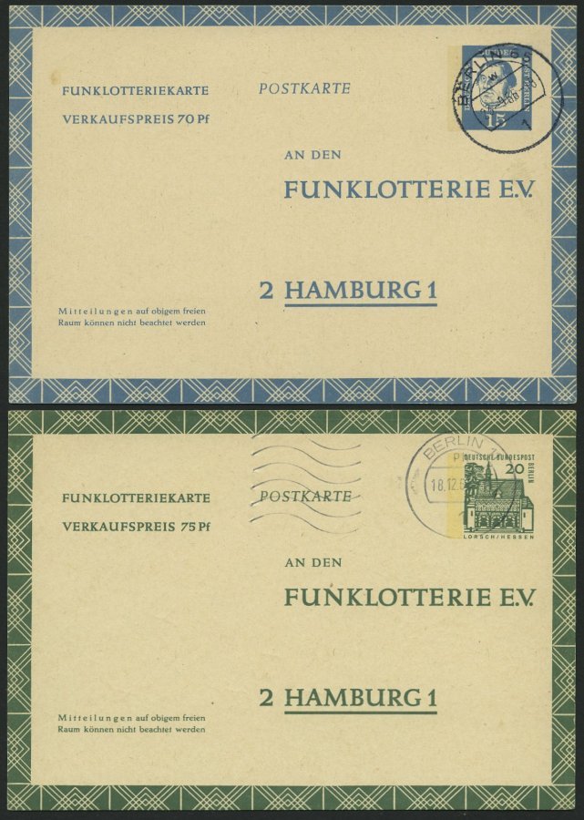 GANZSACHEN FP 7/8 BRIEF, 1963, 15 Und 20 Pf. Funklotterie, Gebraucht, Pracht, Mi. 73.- - Colecciones