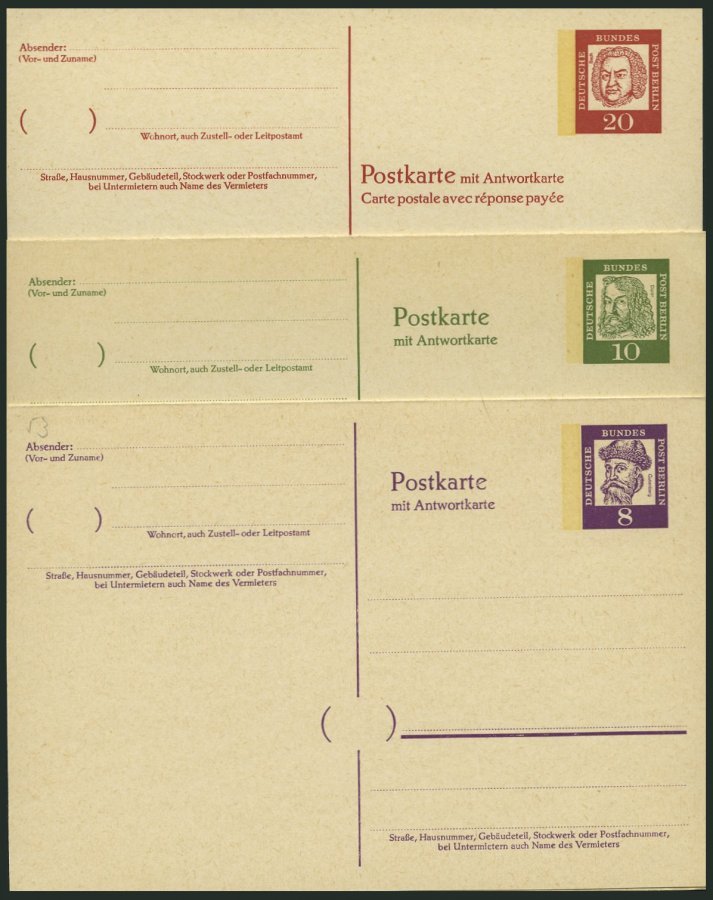 GANZSACHEN P 50-55 BRIEF, 1961, Bedeutende Deutsche In Antiqua, Komplett, Ungebraucht, 6 Prachtkarten, Mi. 54.- - Colecciones