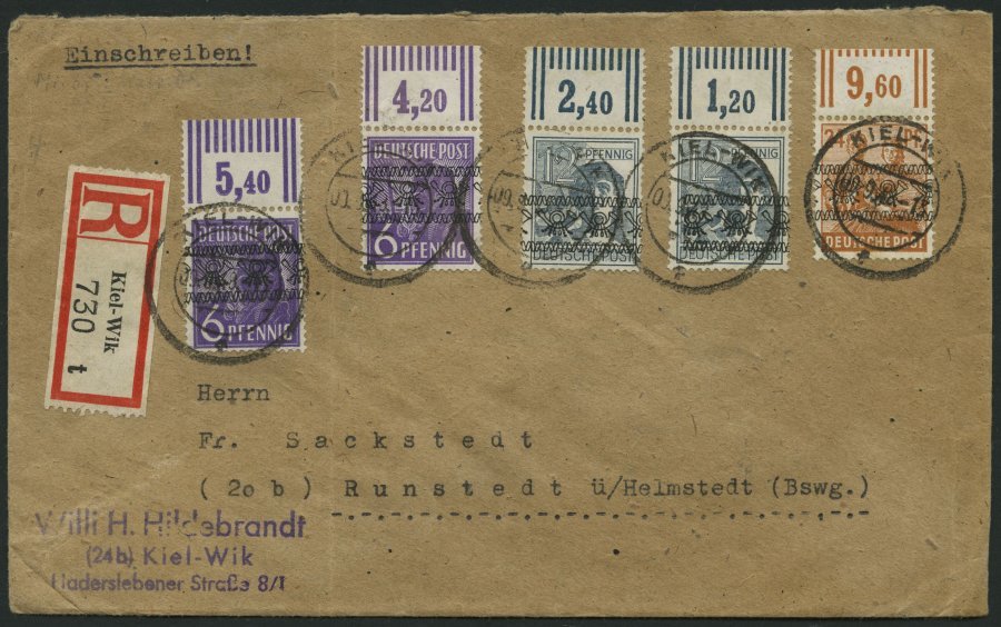 AMERIK. U. BRITISCHE ZONE 37,49,44I WOR BRIEF, 1948, 6 Pf. (2x), 12 Pf. (2x) Und 24 Pf. Bandaufdruck, Alle Walzendruck, - Otros & Sin Clasificación