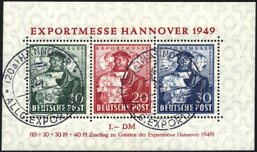 AMERIK. U. BRITISCHE ZONE Bl. 1a O, 1949, Block Exportmesse, Ersttags-Sonderstempel, Pracht, Gepr. Schlegel - Other & Unclassified