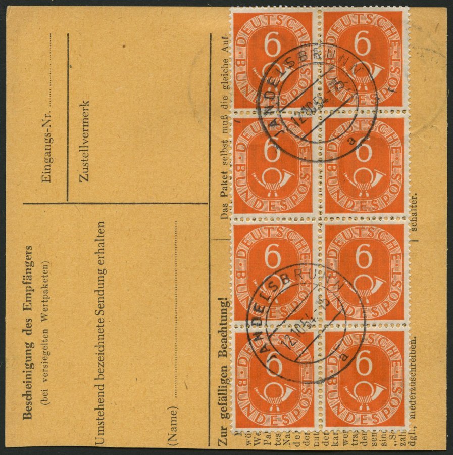 BUNDESREPUBLIK 126 BRIEF, 1954, 6 Pf. Posthorn Im Achterblock (rückseitig) Und Waagerechten Paar (vorderseitig) Als Selt - Otros & Sin Clasificación