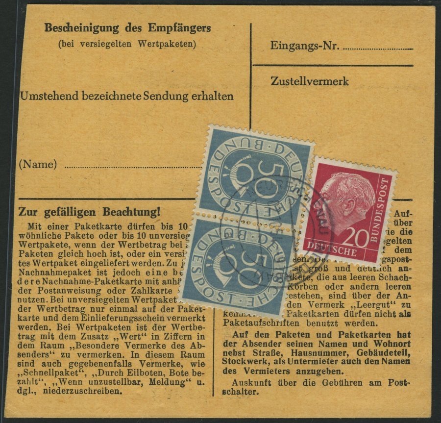 BUNDESREPUBLIK 134 Paar BRIEF, 1954, 50 Pf. Posthorn, 2 Waagerechte Paare (vorder- Und Rückseitig) Mit 20 Pf. Zusatzfran - Otros & Sin Clasificación