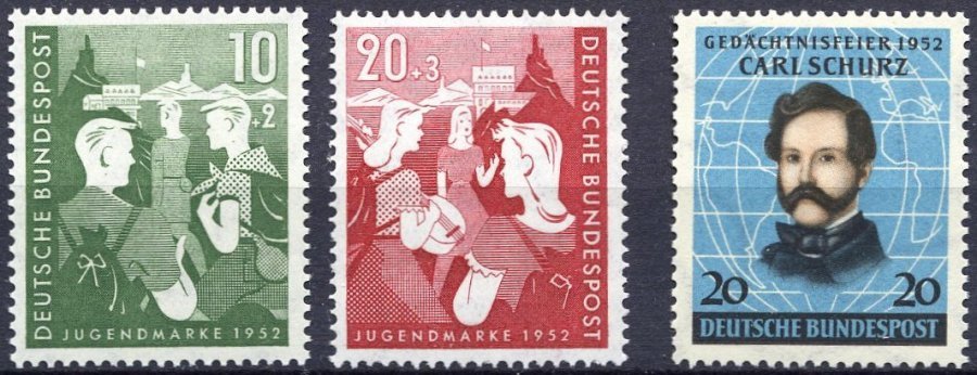 BUNDESREPUBLIK 153/4,155 **, 1952, Bundesjugendplan Und Schurz, 3 Prachtwerte, Mi. 60.- - Otros & Sin Clasificación