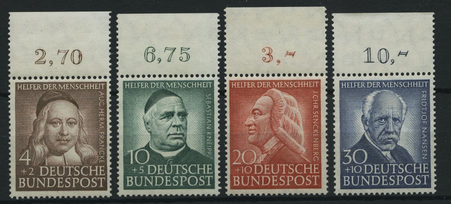 BUNDESREPUBLIK 173-76 **, 1953, Helfer Der Menschheit, Oberrandstücke, Prachtsatz - Otros & Sin Clasificación