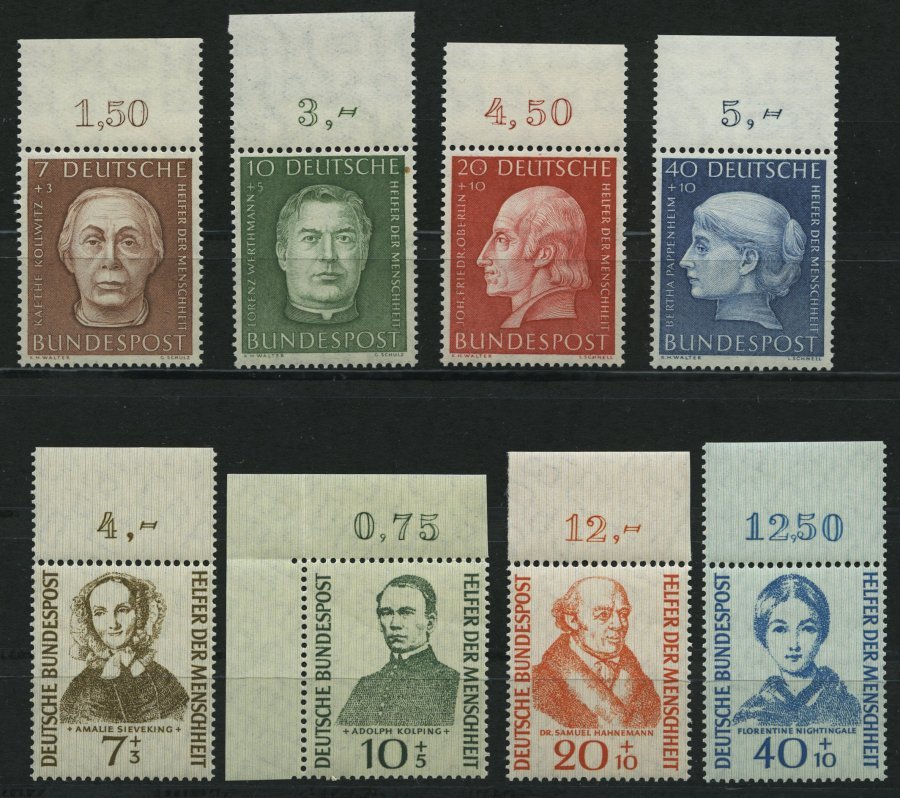 BUNDESREPUBLIK 200-03,222-25 **, 1954/5, Helfer Der Menschheit, 2 Prachtsätze Vom Oberrand, Mi. (95.-) - Otros & Sin Clasificación