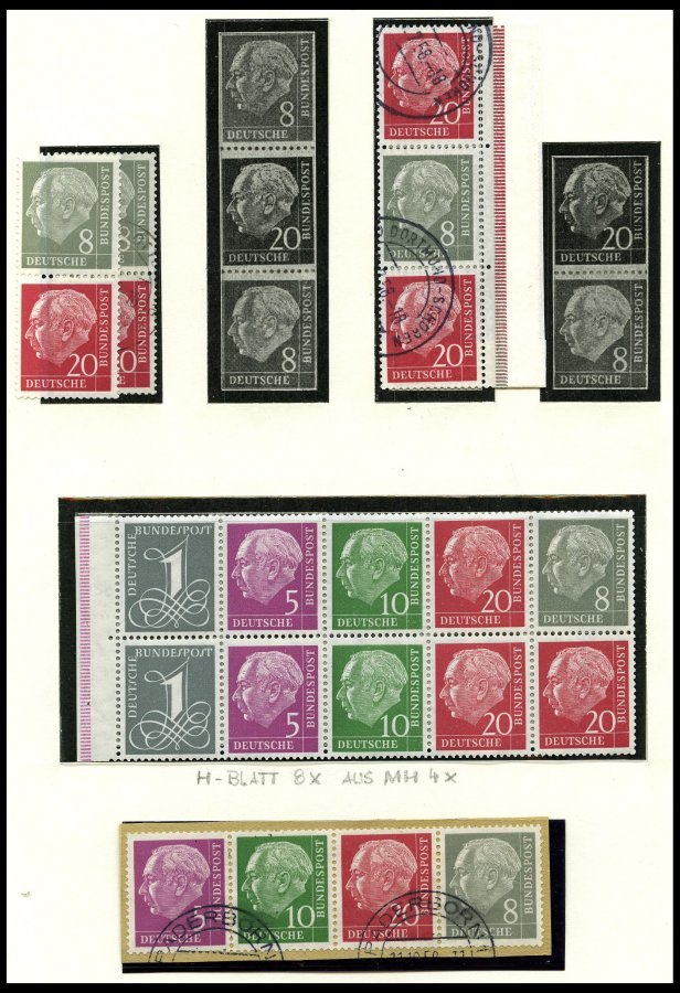 ZUSAMMENDRUCKE **,o,*,Brief , 1955-60, Partie Zusammendrucke Heuss, Meist Prachterhaltung, Mi. über 1400.- - Used Stamps