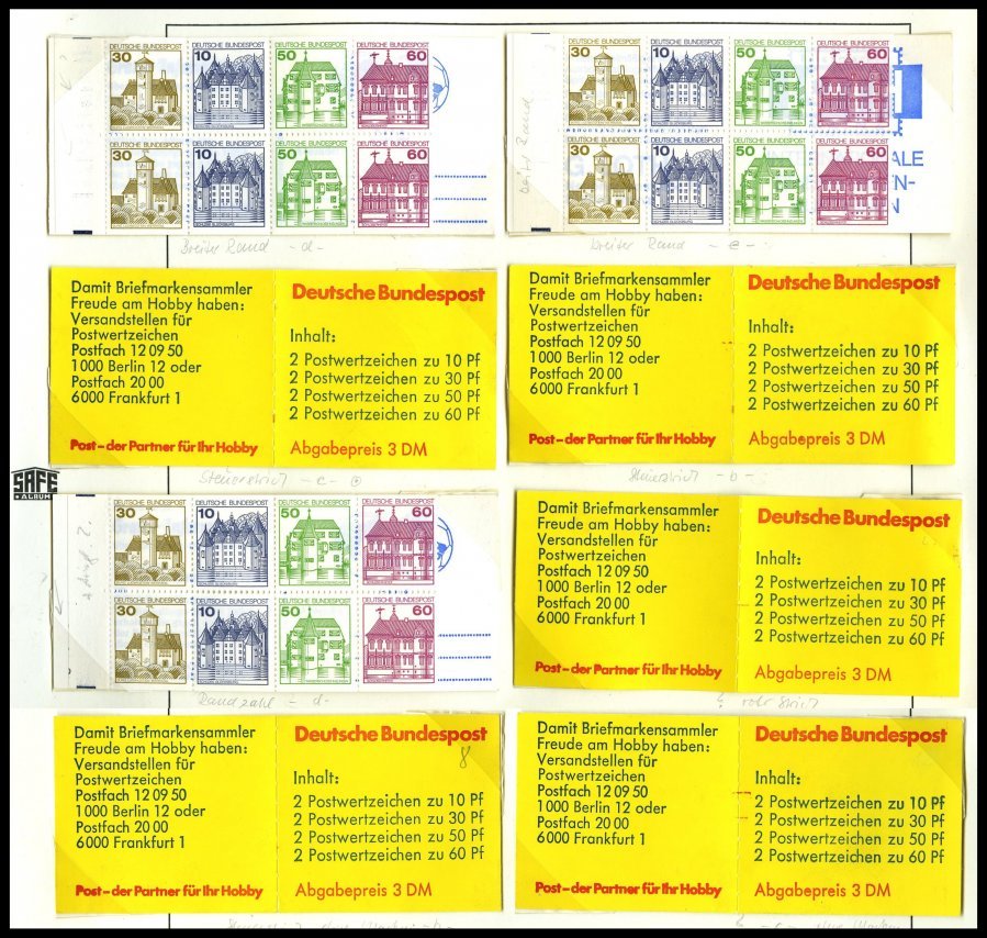 ZUSAMMENDRUCKE A.MH 21-W 78 **,o , 1977-82, Sammlung Burgen Und Schlösser Mit Diversen Verschiedenen Markenheftchen Mit - Usados