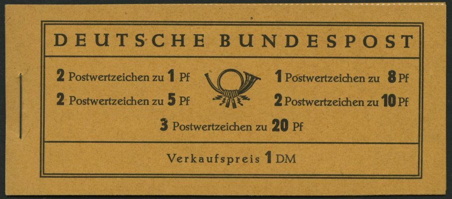 MARKENHEFTCHEN MH 4Xv **, 1958, Markenheftchen Heuss/Ziffer, Deckel Dunkelchromgelb, Pracht, Mi. 100.- - Otros & Sin Clasificación