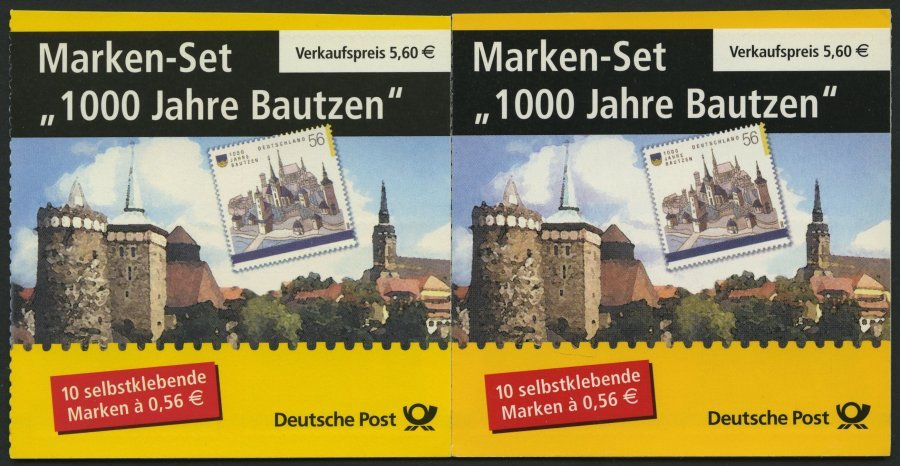MARKENHEFTCHEN MH 48a,b **, 2002, Markenheftchen 100 Jahre Bautzen, Beide Typen, Pracht, Mi. 60.- - Other & Unclassified