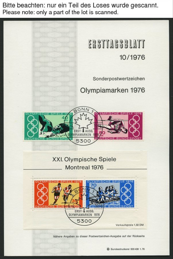 ERSTTAGSBLÄTTER 875-Bl. 13 BrfStk, 1976, Kompletter Jahrgang, ETB 1 - 23/76, Pracht - Sonstige & Ohne Zuordnung