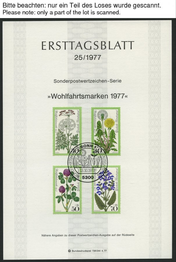 ERSTTAGSBLÄTTER 913-Bl. 15 BrfStk, 1977, Kompletter Jahrgang, ETB 1 - 28/77, Pracht - Otros & Sin Clasificación