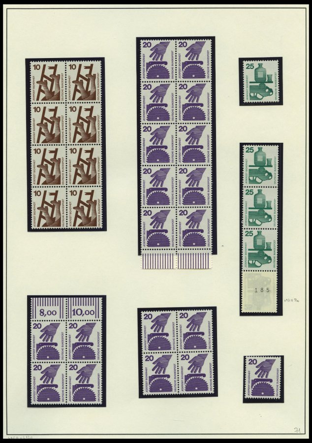 BUNDESREPUBLIK 694-703 Paar **, 1971, Unfallverhütung in waagerechten Paaren (9x), Pracht, Mi. 630.-