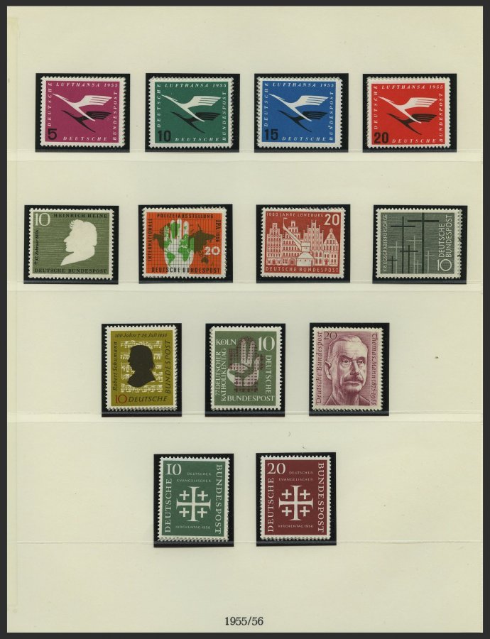 SAMMLUNGEN **, o, bis auf Posthornsatz zweifach überkomplette saubere Sammlung Bund von 1949-89 in 3 Lindner Falzlosalbe