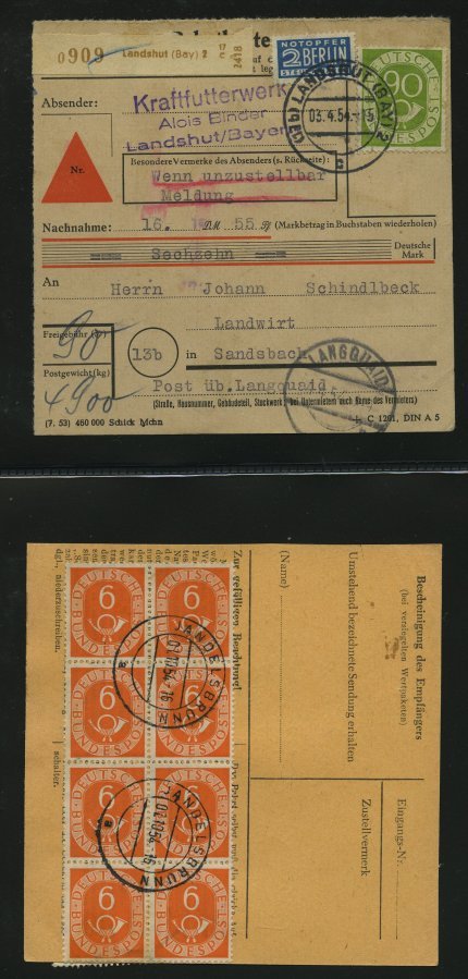 SAMMLUNGEN 1953/4, Interessante Sammlung Von 40 Paketkarten Mit Verschiedenen Posthorn-Frankaturen, Dabei Auch Einzelfra - Other & Unclassified