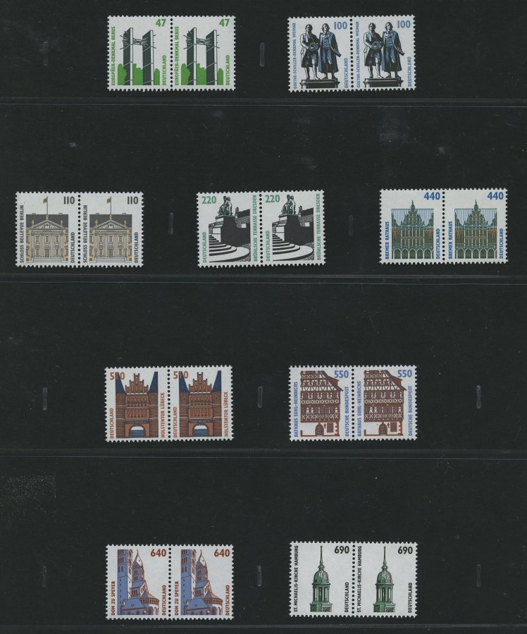 LOTS **, 1951-97, Verschiedene Postfrische Waagerechte Paare, U.a. Mi.Nr. 188 Und 694-703, Pracht, Mi. 500.- - Used Stamps