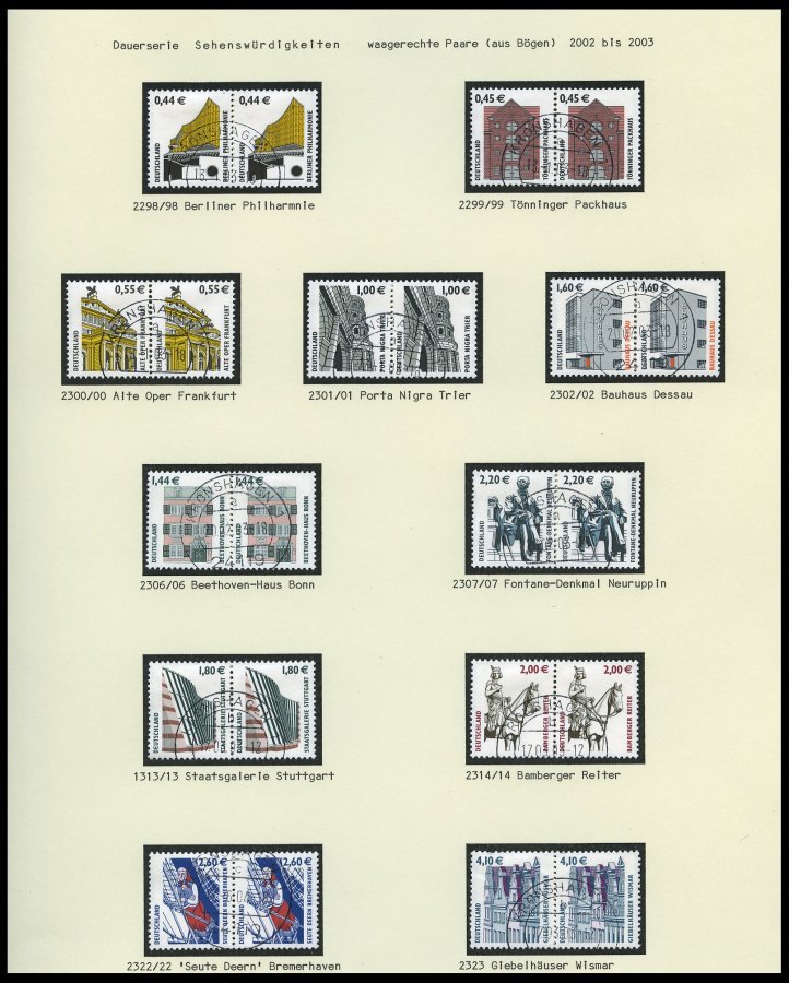 LOTS O, 1951-2008, Verschiedene, Fast Nur Zentrisch Gestempelte, Waagerechte Paare, U.a. Mit Mi.Nr. 355y Und 694-703, Pr - Usati