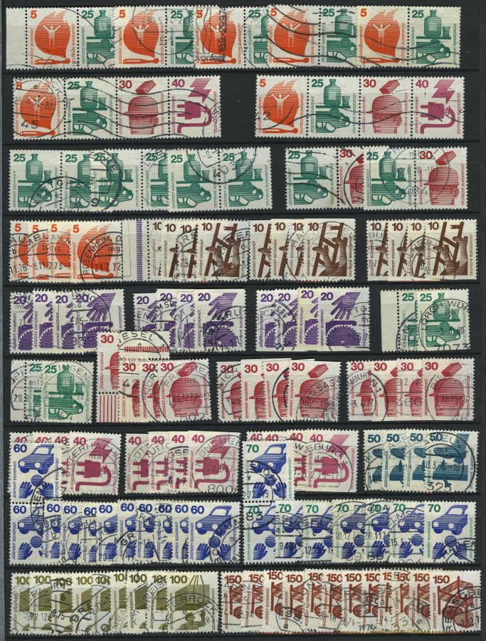 LOTS O, 1951-2000, Umfangreiche Lagerpartie Freimarken, Mit Viererblocks Und Vielen Zusammendrucken, Meist Pracht, Fundg - Used Stamps